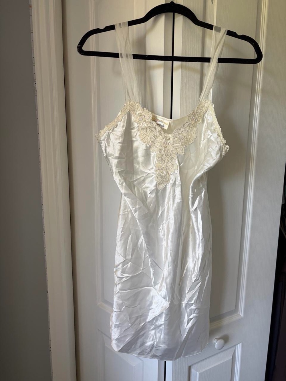 Dentelle Embroidered Satin Slip with Lace Appliqué